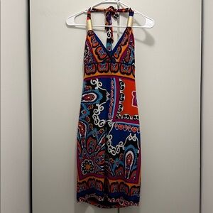 Colorful Halter Neck Swim Coverup
